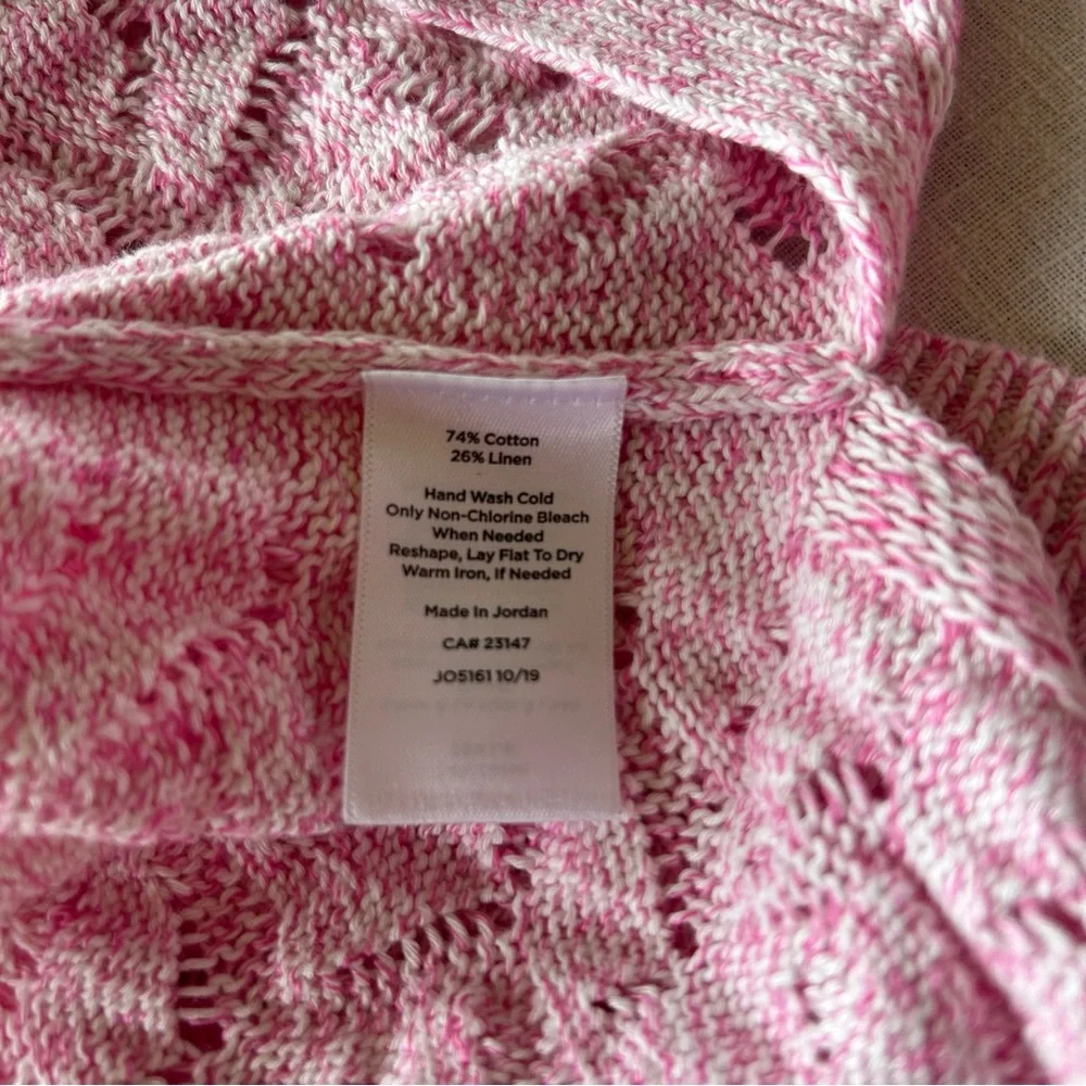 Talbots | Textured Linen Pale Pink Crewneck Sweater